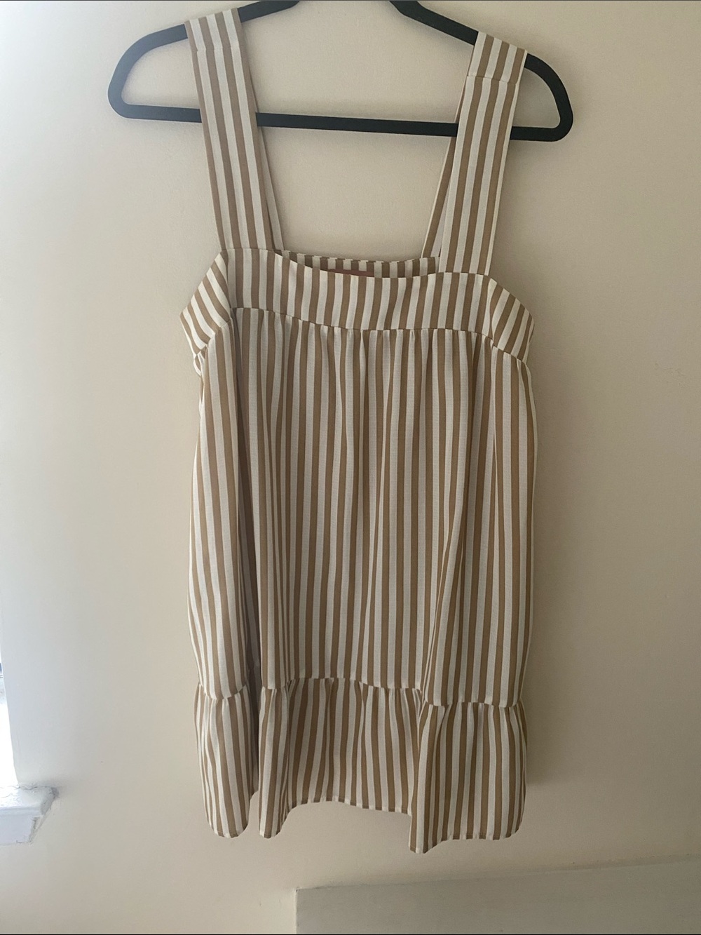 Show Me Your MuMu Tan and White Striped Mini Sundress